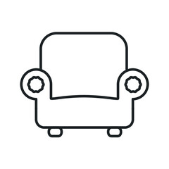 Sofa, couch line icon, outline vector sign, linear style pictogram isolated on white. 