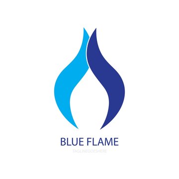 blue flame illustration logo vector