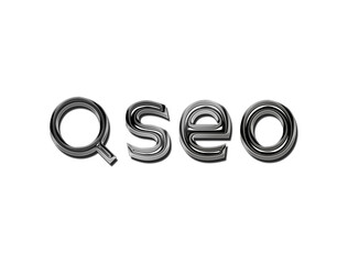 Fototapeta premium İsolated Seo text and seo icon chrome metallic text. Seo symbol icon and sign . 3d illustration