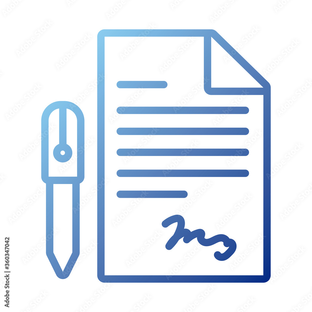 Poster paper document with pen gradient style icon