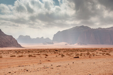 Scenic desert landscape in Wadi Rum, Jordan