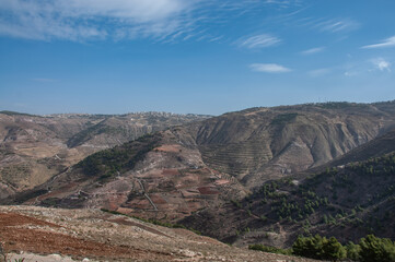 View of Dead sea coastline on Jordanian side