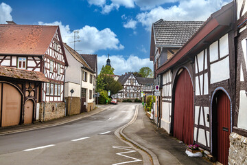Fototapeta na wymiar Old half-timbered house in a village in germany
