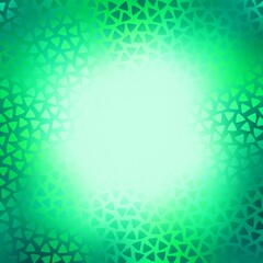 Green glow triangle tiles frame pattern. Geometric background.