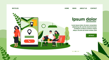 People using online app for food delivery. Customers ordering food in cafe or restaurant and eating at home. Vector illustration for mobile application, takeaway dinner, service concept