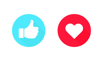 Obraz premium Thumbs up and heart, social media icon, empathetic emoji reactions. Vector Illustration. EPS 10