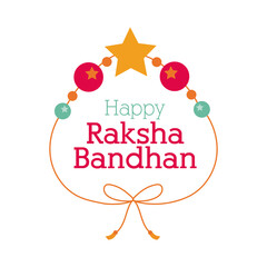 happy raksha bandhan wristband with balls and star flat style