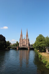 Fototapeta na wymiar The beautiful St. Paul's Church of Strasbourg (a major Gothic Revival architecture).
