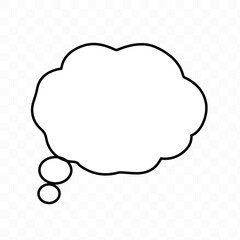 Think bubble isolated. Trendy think bubble in flat style. Modern template for social network and label. Creative thought balloon. Cloud line art, vector illustration