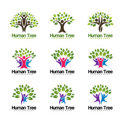 Set of Human Tree Logo Vector Template Design. Vector Illustration.