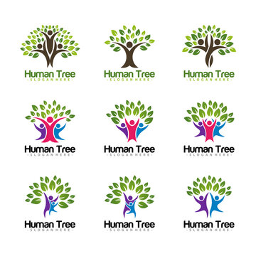 Set of Human Tree Logo Vector Template Design. Vector Illustration.