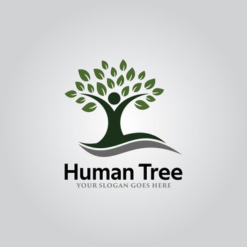 Human Tree Logo Vector Template Design. Vector Illustration.