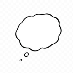 Think bubble isolated. Trendy think bubble in flat style. Modern template for social network and label. Creative thought balloon. Cloud line art, vector illustration