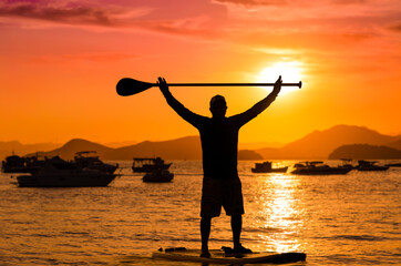 Stand Up at Sunset on Tabatinga Beach, North Coast of São Paulo