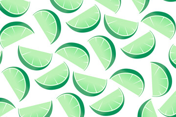 Fruit lemon or lime pattern. Beautiful juicy citrus lemon slice. For packaging, labels, logo, showcase, banner. Vector illustration icon pattern.