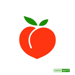Peach icon,vector illustration. Flat design style. vector peach icon illustration isolated on White background, peach icon Eps10. peach icons graphic design vector symbols.