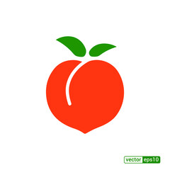 Peach icon,vector illustration. Flat design style. vector peach icon illustration isolated on White background, peach icon Eps10. peach icons graphic design vector symbols.