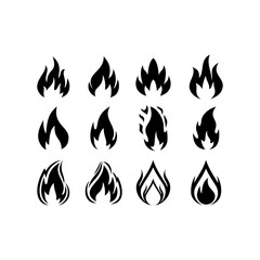 Set of fire logo vector, icon, symbol, illustration design template.
