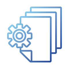 papers documents with gear gradient style icon