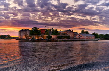 Vaxholms fortress one beautiful summer evening