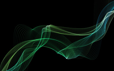 Dark abstract background with a glowing abstract waves