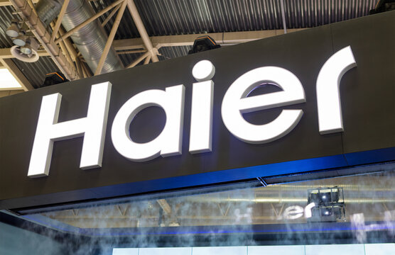BEIJING, CHINA-MAY 20, 2017: Haier sign; Haier Group Corporation is a Chinese collective multinational home appliances and consumer electronics company founded in 1984.  