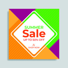 Summer sale banner. Great vector for social media, sales promotion, product marketing, online stores, web etc.