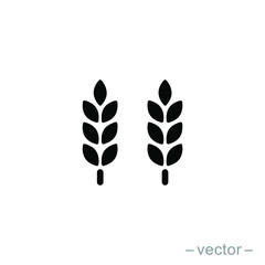 Vector farm wheat ears icon template. Line whole grain symbol illustration for organic eco business, agriculture, beer, bakery. Gluten free logo background