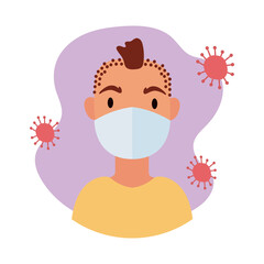 man crested wearing medical mask block style