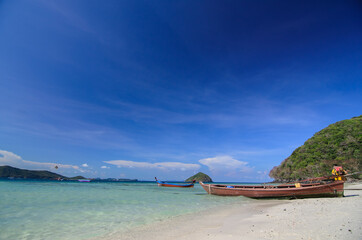 long-tail boat on the beach