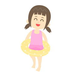 水着で遊ぶ少女のイラスト