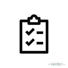 Icon clipboard checklist or document with checkmark with text in flat style. EPS 10