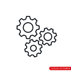 Gear Icon Vector Template, Flat Design Engineering Cogwheel. EPS 10.