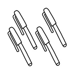 set of pens line style icons