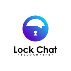 Lock Chat Logo Template Design. Chat Security vector illustration.