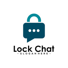 Lock Chat Logo Template Design. Chat Security vector illustration.