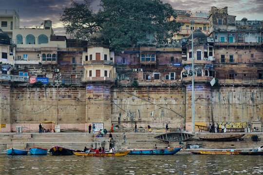 On Boat Cruise On The River Ganges. Varanasi, India