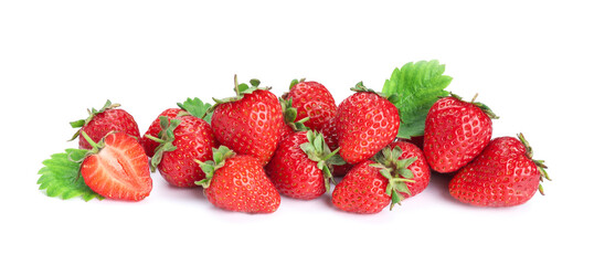 Fototapeta na wymiar Fresh ripe red strawberries isolated on white
