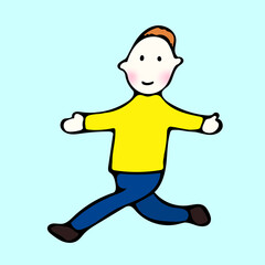 Healthy and happy person, walking happily with open arms