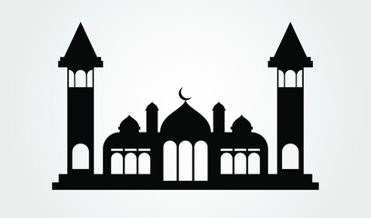Mosque silhouette, vector mosque silhouette
