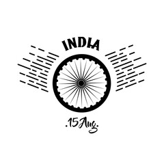 india independence day celebration with ashoka chakra silhouette style