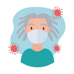 man with rasta wearing medical mask block style