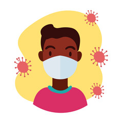 afro man wearing medical mask block style