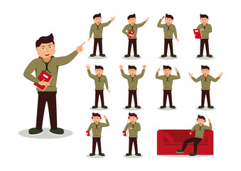 set of young businessman characters. character vector with many expressions.