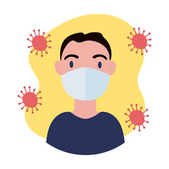 young man wearing medical mask block style