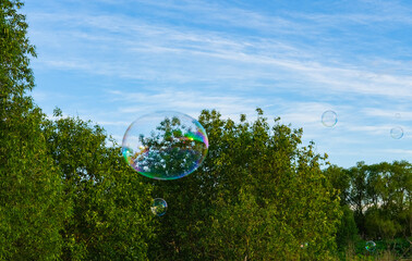 a soap bubble in free flight