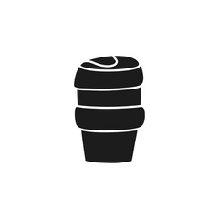 reusable coffee cup doodle icon, vector color illustration