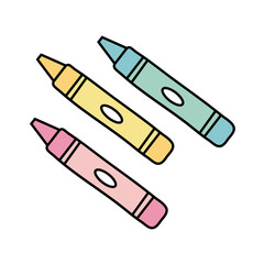crayons school supplies line style
