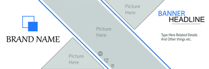 blue color line with simple design vector banner design illustration template with full customized resources social media banner cover poster design