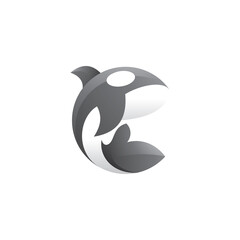 Modern Abstract Killer Whale Orca Logo Illustration